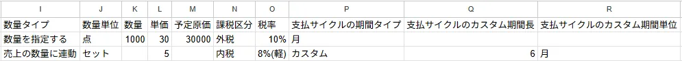 ZAC基本情報(料金原価)インポートファイル記入例(2)