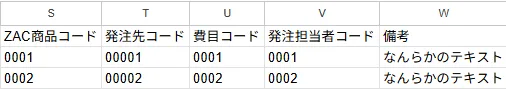ZAC基本情報(料金原価)インポートファイル記入例(3)