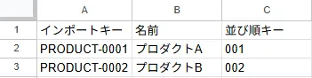 インポートファイル記入例